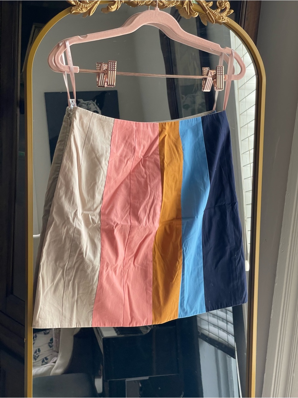 STAUD NWT Wells Multicolor Striped Cotton-blend Poplin Mini Skirt - Picture 11 of 11